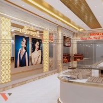 Thiết kế vách tiệm vàng Hồng Hạnh tinh xảo trong từng chi tiết